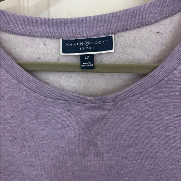 Karen Scott Sport Crewneck Fleece Lined Sweatshirt in Lavender - Picture 5 of 6